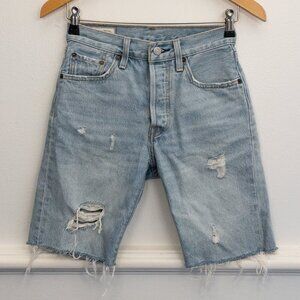 Levi's Premium Distressed Cutoff Jean Shorts Light Wash Frayed Hem
